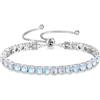 FANCIME Braccialetto da tennis da donna, in argento, con pietra portafortuna, regolabile, con brillantini, idea regalo per donne, fidanzate, mogli, mamma, Medium, Argento sterling, Pietra di luna