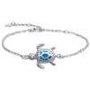 AMIGUO Bracciale per Donna Blue Opal Sea Turtle, Bracciale Tartaruga Marina Opale Blu Regolabile in Argento Sterling 925 per Donne E Ragazze