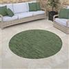 Paco Home Tappeto Per Esterno Rotondo Terrazzo Balcone Tappeto Cucina Motivo Geometrico Moderno A Righe Bordura, Dimensione:80 cm tondo, Colore:Verde