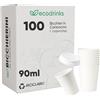 ecodrinks - 100 Bicchieri di Carta con Coperchio di Plastica da 90ml - Per Caffè Lungo, Espresso, Ginseng, Acqua o Cocktail - Adatti all'Uso Domestico, Bar, Uffici e Eventi