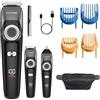 Barberboss Regolabarba Cordless da Uomo, Tagliacapelli, Barba e Naso 3 in 1, Kit per la Cura della Barba con Lame in Ceramica, Regolatore di Lunghezza, Ricarica USB e Design Impermeabile
