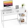 GreenForest Scrivania da Ufficio e Gaming con Supporto per Monitor, Tavolo per computer da Casa da 120 cm con Scaffle Reversibili, Scrivania da Studio per Piccoli Spazi, Bianca Puro