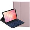 YKWXSC Cover con Tastiera per Samsung Galaxy Tab S11 Tablet 11 Pollici SM-X730/X736B, Disposizione ltaliana con 7 Colori Illuminato Senza Fili Staccabile Custodia, Rosa