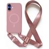 2NSPDRGNI Cover con Collana Compatibile con iPhone 16,Magnetica Case con Laccio per Il Collo Custodia con Cordino,Rose Gold
