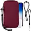 Pwsap Custodia in Neoprene con Cerniera per Smartphone,Universali Astuccio Portacellulare a Sacchetto Borsa Verticale impermeabile Custodia per Telefono con Cordino e Moschettone for iPhone,Samsung,Red,L