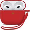 MyGadget Custodia in Silicone per AirPods 3a Generazione - [ Compatibile con Qi ] con Braccialetto in Silicone - Custodia Protettiva Morbida - Rosso