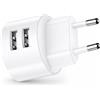 Leloco Adattatore per presa USB - Alimentatore di rete USB piatto 2 porte caricatore multiplo 5 V 2,1 A, compatibile con prese IP44 e avvolgicavo, per smartphone/tablet/MP3-MP4 Player/eBook/Navi/ecc.