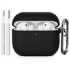 KOKOKA Custodia Case Compatibile con AirPods Pro 3 2025 con Kit di Pulizia, Case Cover Protettiva in Morbido Silicone per AirPods Pro 3ª Generazione con Moschettone, LED Anteriore Visibile, Nero
