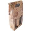 Weboxes Porta bottiglia doppia con manico 19 x 9 x 38 - Foglie - Confezione da 20 pezzi