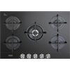 De Longhi Piano Cottura 5 Fuochi a Gas da Incasso 75 cm Griglie in Ghisa Piano in Vetroceramica colore Nero - NSL 575 NC Linea Life