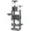 PawHut Albero Tiragraffi per Gatti Alto 202 cm con 6 Pali in Sisal, 2 Casette, 2 Amache e Lettino, Grigio | Aosom Italy