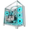 Mars Gaming MARSGAMING MC-3C, Case Gaming ATX, Vista Panoramica 3D Triplo Vetro Temperato, Design a Doppia Camera Laterale, Supporto Completo per Raffreddamento a Liquido, Semitorre PC Gestione dei Cavi, Bianco