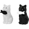 Fisura - Originale saliera e pepiera Set sale e pepe per la tavola a forma divertente Set di saliere e pepiere in ceramica. Moderna saliera da tavolo (Gatti, bianco e nero)