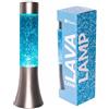 Fisura - Lampada lavica blu glitter. Lampada di lava da 30 cm con base argentata, liquido blu e glitter. Lampada ad effetto rilassante. 9x9x30 cm