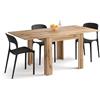 Mobili Fiver, Tavolo Quadrato Allungabile a libro Eldorado, 90x(180) x90 cm, Rovere Rustico, per 4-8 persone, Tavolo Cucina, Made in Italy