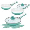 Genius Cerafit Revolution, set di padelle 7 pezzi da 20 + 24 + 28 cm, 2 coperchi in vetro, inserto in ceramica, antiaderente, manico rimovibile, adatto a tutti i piani cottura, induzione, forno, lavabile in