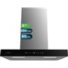 Cecotec Cappa Aspirante 60 cm Flux TT 605500 Glass Black A++. 70W, Finitura Frontale Vetro Nero, Basso Consumo Energetico, Aspirazione 550M3/H, Touch Control, 3 Livelli, Booster, Led, Filtro Carbone