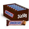Snickers Barretta con Caramello e Arachidi Tostate Ricoperta al Cioccolato, 24 Barrette X50G (1200G), Nuova versione