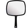 Mirrorvana Specchio a mano con manico ergonomico, specchio portatile per trucco, tagli di capelli domestici, uso dentale e barbiere, 20,3 x 27,9 cm (nero)