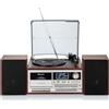 Roadstar Giradischi Vinile Vintage Radio DAB/DAB+/FM Lettore CD-MP3 Cassette Bluetooth