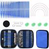 Mhwgo Set di ferri circolari intercambiabili, Set di da maglia circolari intercambiabili in alluminio, ferri circolari da 3,0 a 10,0 mm, Set Ferri Circolari per appassionati di maglia, principianti (blue)