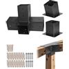 VEVOR Kit Staffe per Pergola, Staffa Inclinata a 4 Vie, per Travi in Legno 92 x 92 mm in Dimensioni Reali, Staffe per Pergola in Acciaio al Carbonio con Base per Palo e Base per Montaggio a Parete