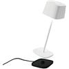 Zafferano, Lampada Ofelia, Lampada da Tavolo Ricaricabile e Senza Fili con Controllo Touch, Utilizzabile anche come Lampada da Esterni, Dimmer, 2700-3000 K, Altezza 29 cm, Colore Bianco