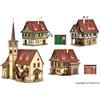 VOLLMER 47734 Scala N Serie con intelaiatura: Set villaggio (tre case e chiesa)