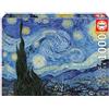 Educa - Puzzle 1000 pezzi La notte stellata, Van Gogh | Puzzle arte classica | Misura 68x48 cm | Include colla Fix | Per adulti 14+ (19263)