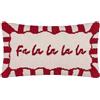 furn. Candy Fa La La Cuscino Imbottito Di Poliestere (Rosso - 30x50cm) | Trapuntato Festivo Natalizio Testurizzato Slogan Bordo A Righe Candy Cuscino Decorativo