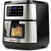 Girmi FG89 EcoFrit XXL Friggitrice ad Aria con Finestra, Capacità 9,2 Lt, 2150 W, Doppia resistenza, Timer, Display digitale, 9 programmi, Ricettario incluso, BPA/PFOA Safe, Acciaio/Nero