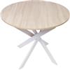 Skraut Home | Tavolo da pranzo fisso rotondo | Modello ZEN | 90x90x77 cm di altezza | Capacità per 4 persone | Materiali resistenti (90cm, Rovere + Gambe Bianche)