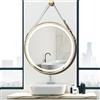 LUVODI Specchio Rotondo Bagno con Led Luce: Oro Cornice 80cm Specchio Tondo da bagno con Led con Cinghia Regolabile 3 Touch - Dimmerabile Antiappanamento Funzione Memoria
