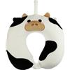 Puckator Cuscino da Viaggio in Memory Foam e Peluche Relaxeazzz - Mucca - Animali Dolci