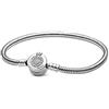 PANDORA Signature Bracciale con corona brillante in maglia snake in argento Sterling con zirconia cubica trasparente, 18