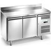 Tavolo Refrigerato 2 porte con alzatina, 228 Lt. Acciaio inox. -2°/+8°C. Cm. 136x60x85H. - Prof. 60 * linea E *