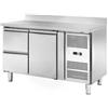 Tavolo Refrigerato 1 porta, 2 cassetti con alzatina 282 Lt. Acciaio inox. -2°/+8°C. Cm. 136x70x85H. * Linea E *