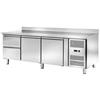 Tavolo Refrigerato con alzatina 2 porte e 2 Cassetti, 420 Lt. Acciaio inox. -2°/+8°C. - Cm. 179,5x70x85H. *linea E*