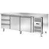 Tavolo Refrigerato 2 porte e 3 Cassetti, 420 Lt. Acciaio inox. -2°/+8°C. - Cm. 179,5x70x85H. *linea E*