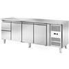 Tavolo Refrigerato 3 porte e 2 cassetti, 560 Lt. Acciaio inox. -2°/+8°C. - Cm. 223x70x85H. *linea E*