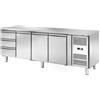 Tavolo Refrigerato 3 porte e 3 cassetti, 560 Lt. Acciaio inox. -2°/+8°C. - Cm. 223x70x85H. *linea E*
