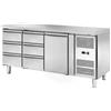 Tavolo Refrigerato 1 porta e 6 Cassetti, 420 Lt. Acciaio inox. -2°/+8°C. - Cm. 179,5x70x85H. * Linea E *
