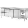 Tavolo Refrigerato 2 porte e 2 cassetti, 560 Lt. Acciaio inox. -2°/+8°C. - Cm. 223x70x85H. *Linea E*