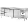 Tavolo Refrigerato 2 porte e 5 cassetti, 560 Lt. Acciaio inox. -2°/+8°C. - Cm. 223x70x85H. * Linea E *