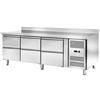 Tavolo Refrigerato con alzatina a 6 Cassetti, 420 Lt. Acciaio inox. -2°/+8°C. - Cm. 179,5x70x85H. * Linea E *