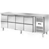 Tavolo Refrigerato a 8 cassetti, 560 Lt. Acciaio inox. -2°/+8°C. - Cm. 223x70x85H. * Linea E *