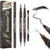 Boobeen 2 Pezzi Matita Sopracciglia Impermeabile, Doppia Punta Microblading Effetto, Lunga Tenuta Antimacchia, Colore Naturale Marrone Scuro con Spazzolina