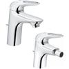 GROHE Set di miscelatori lavabo e bidet con leva aperta Grohe Eurostyle New