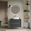 DEGHI Mobile bagno portalavabo sospeso con cassetti 70 cm antracite opaco con specchio - Dedalo