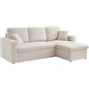 Alice's Home sweeek Divano Letto angolare e Reversibile, 3 posti in Tessuto Bouclé, Ida Bouclé, Bianco, 219x81x68 cm